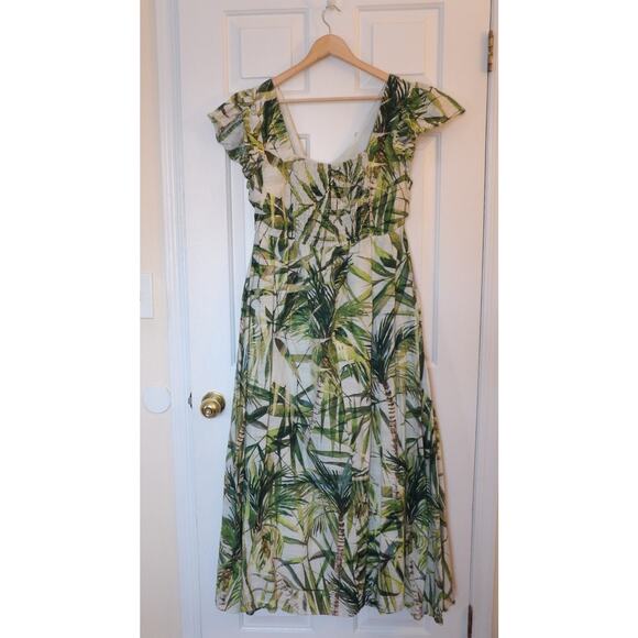Taylor Tropical Leaf Maxi Dress Size 14 Resortwear Coastal Vibes Boho Chic - Picture 5 of 13